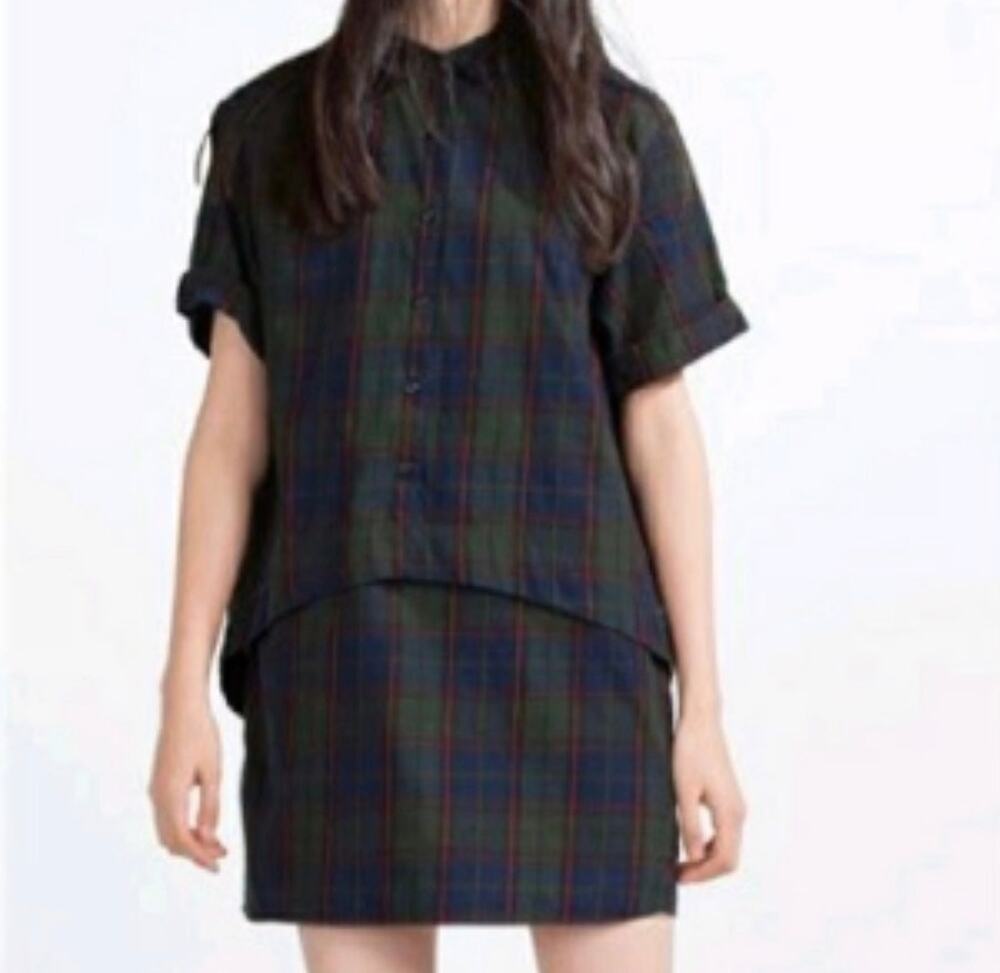 Zara Trafaluc Collection Plaid Two-in-One Dress & Shirt - Size Small